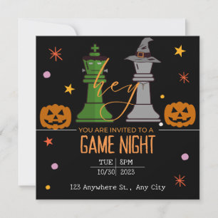 Invitation soirée jeu d'échecs halloween