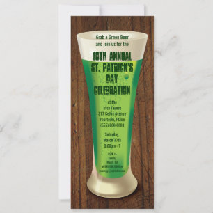 Invitation Soirée Jour de la Saint Patrick de la bière verte