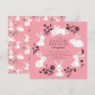 Invitation Soirée lapin adorable et chasse aux oeufs Brunch d