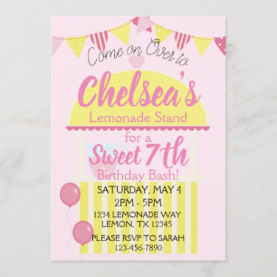 Invitation Soirée Lemonade Rose Stand Birthday Party pour fil