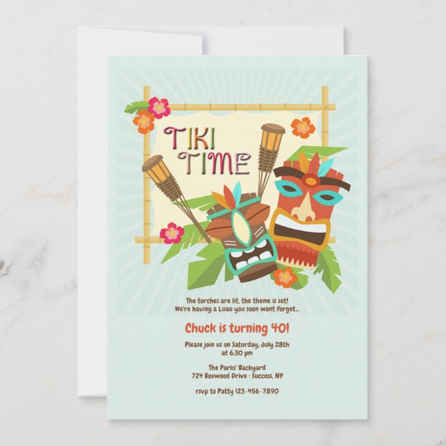 Invitation Soirée Luau Tiki (Devant)