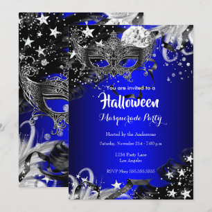 Invitation Soirée magique de Halloween bleue déguisée