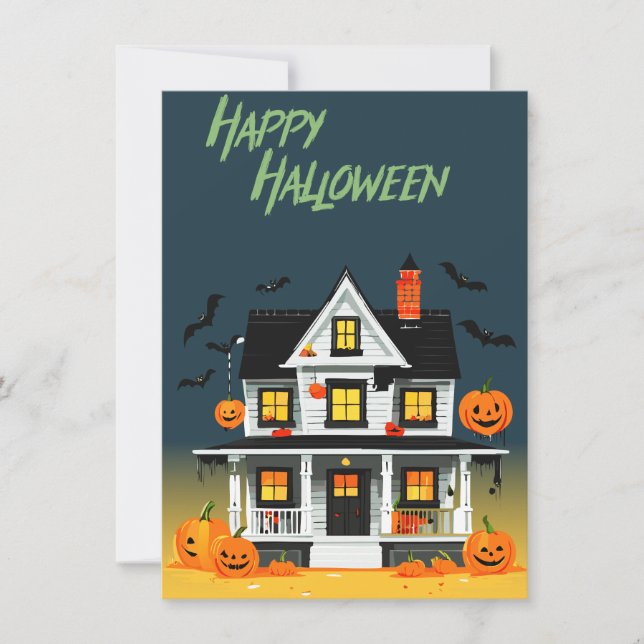 Invitation Soirée Maison Hantée d'Halloween (Devant)