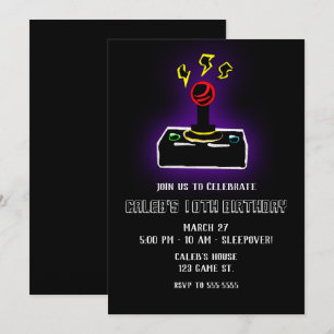 Invitation Soirée Manette de jeu vidéo Retro Gamer