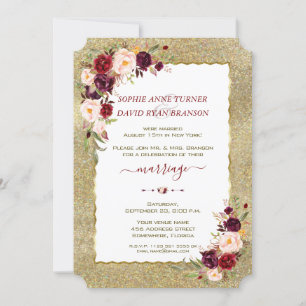 Invitation Soirée Mariage de la Parties scintillant d'or flor