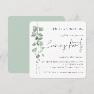 Invitation Soirée Mariage Eucalyptus moderne Script