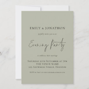 Invitation Soirée Mariage moderne Light Sage