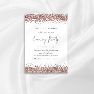 Invitation Soirée Mariage Parties scintillant or Rose élégant