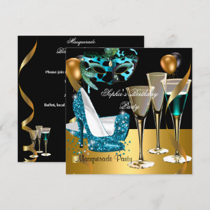 Invitation Soirée masquée d'anniversaire Talon aiguille sarce