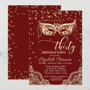 Invitation Soirée masquée, Dentelle, Diamants Fête d'annivers