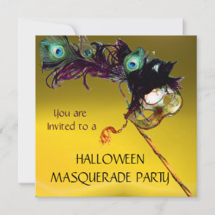 Invitation SOIRÉE MASQUÉE D'HALLOWEEN Jaune Orange bleu