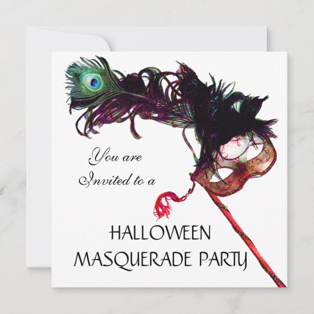 Invitation SOIRÉE MASQUÉE D'HALLOWEEN,Noir (Devant)