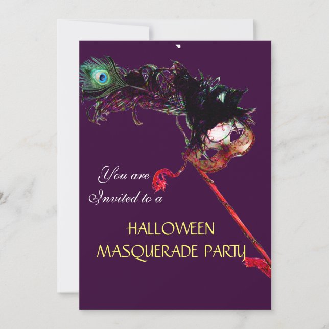 Invitation SOIRÉE MASQUÉE D'HALLOWEEN,Noir (Devant)