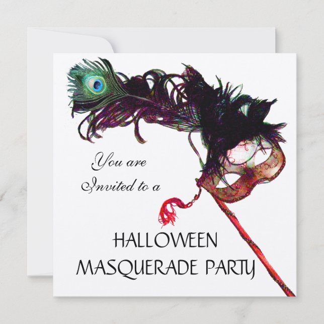 Invitation SOIRÉE MASQUÉE D'HALLOWEEN,Or Noir (Devant)