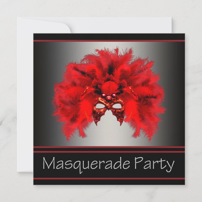 Invitation Soirée masquée Masque Rouge Noir (Devant)