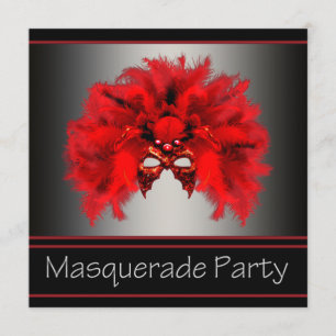 Invitation Soirée masquée Masque Rouge Noir