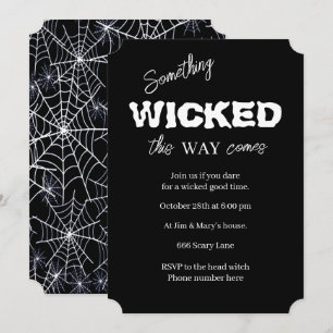 Invitation Soirée Méchante Halloween en Noir et Blanc