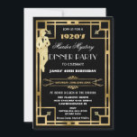 Invitation Soirée Meurtre et Mystère Art Déco Gatsby Années F<br><div class="desc">Personnalisez facilement et rapidement cette invitation de fête d'anniversaire vintage sur le thème du meurtre et mystère art déco, il suffit d'appuyer sur le bouton Personnaliser pour réorganiser et formater le style et l'emplacement du texte. Caractérisé par un cadre art déco chic et une palette de couleurs noir, blanc et...</div>