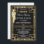 Invitation Soirée Meurtre et Mystère Art Déco Gatsby Années F<br><div class="desc">Personnalisez facilement et rapidement cette invitation de fête d'anniversaire vintage sur le thème du meurtre et mystère art déco, il suffit d'appuyer sur le bouton Personnaliser pour réorganiser et formater le style et l'emplacement du texte. Caractérisé par un cadre art déco chic et une palette de couleurs noir, blanc et...</div>