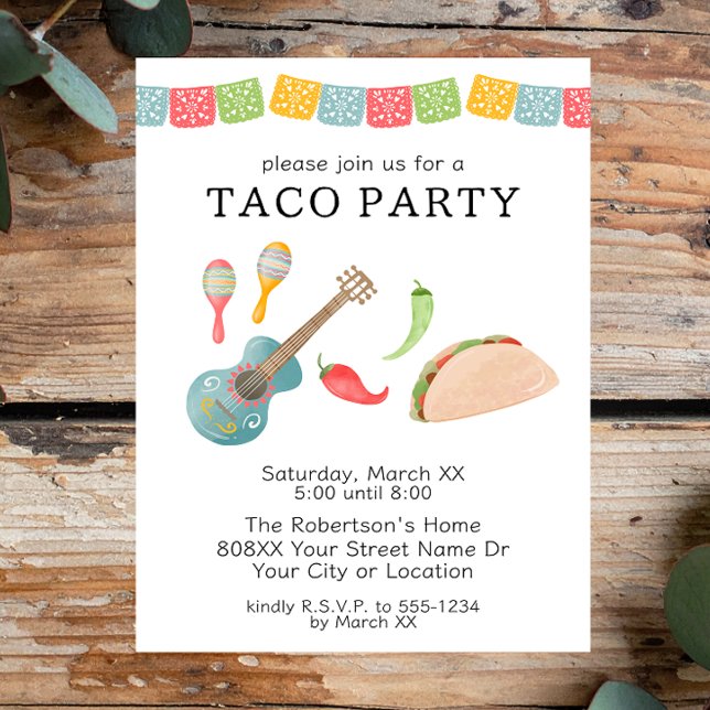 Invitation Soirée mexicaine Taco (Créateur téléchargé)