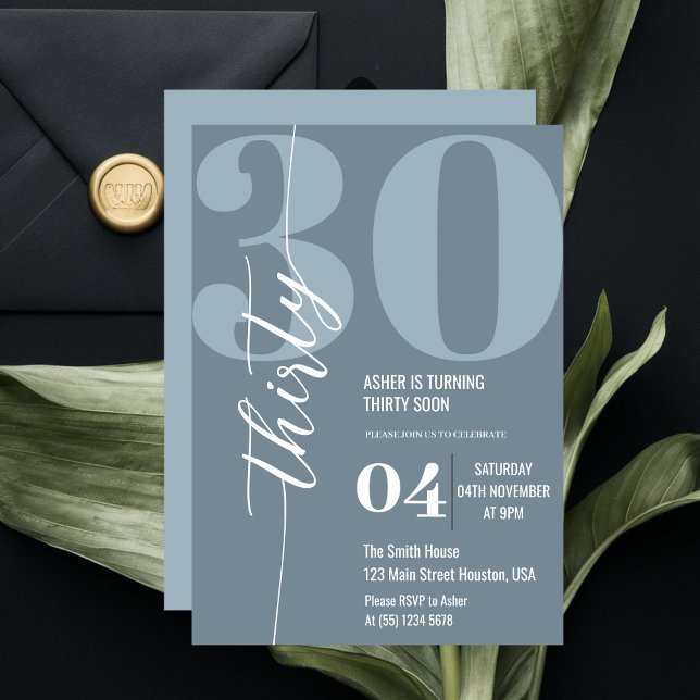 Invitation Soirée Minimaliste 30e anniversaire (Créateur téléchargé)