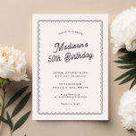 Invitation Soirée minimaliste de 50e anniversaire<br><div class="desc">Conçu pour s'harmoniser avec notre collection Scalloped Border, cette invitation minimaliste à la fête du 50e anniversaire présente un design classique avec une touche unique - la bordure à pétoncles est unique, et ajoutera sûrement une touche rétro à cette invitation moderne. Si vous voulez attirer l'attention de votre client avec...</div>