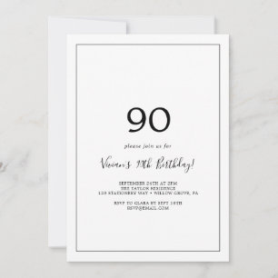 Invitation Soirée minimaliste de 90e anniversaire