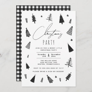Invitation Soirée minimaliste de Noël noir et blanc