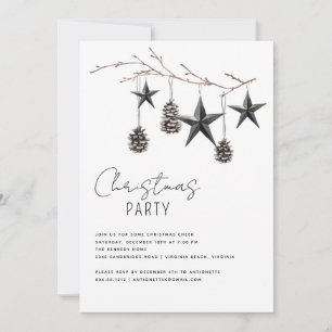 Invitation Soirée minimaliste de Noël noir et blanc