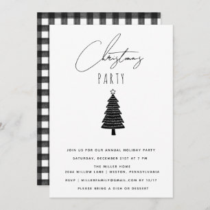 Invitation Soirée minimaliste de Noël noir et blanc