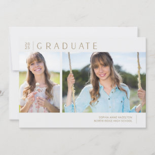 Invitation Soirée minimaliste Gold & Grey Deux photos