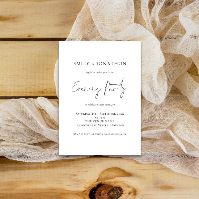Invitation Soirée minimaliste Mariage de script (Créateur téléchargé)