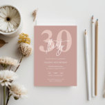Invitation Soirée minimaliste moderne rose 30e anniversaire<br><div class="desc">Cette invitation minimaliste à la fête du 30ème anniversaire de typographie est parfaite pour une fête d'anniversaire moderne. Le design simple présente un texte blanc classique sur arrière - plan rose. Personnalisable dans n'importe quelle couleur. Gardez le design minimal et élégant, en l'état, ou personnalisez-le en ajoutant vos propres graphiques...</div>
