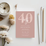 Invitation Soirée minimaliste moderne rose 40e anniversaire<br><div class="desc">Cette invitation minimaliste à la fête du 40ème anniversaire de typographie est parfaite pour une fête d'anniversaire moderne. Le design simple présente un texte blanc classique sur arrière - plan rose. Personnalisable dans n'importe quelle couleur. Gardez le design minimal et élégant, en l'état, ou personnalisez-le en ajoutant vos propres graphiques...</div>