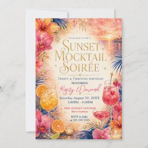 Invitation Soirée Mocktail Coucher de Soleil 30e Anniversaire