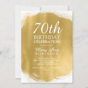 Invitation Soirée moderne 70e anniversaire Gold Paint Look