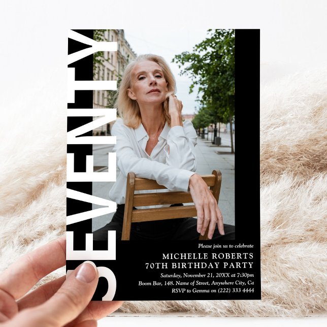 Invitation Soirée moderne Photo 70e fête d'anniversaire (Créateur téléchargé)