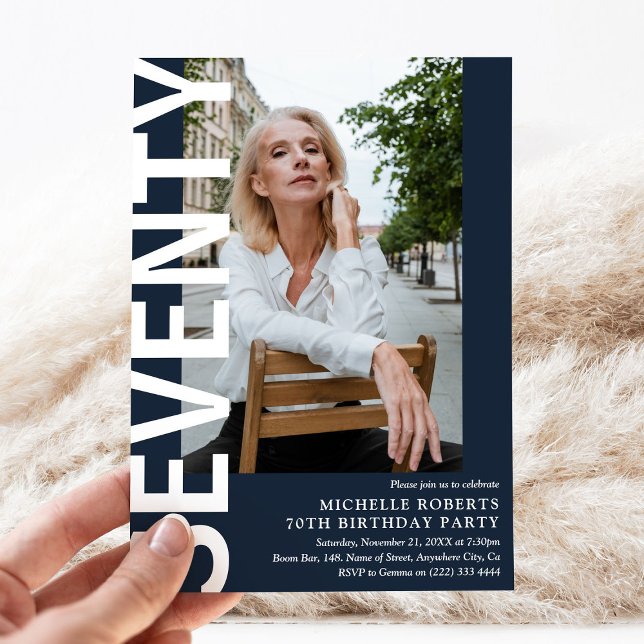 Invitation Soirée moderne Photo 70e fête d'anniversaire (Créateur téléchargé)