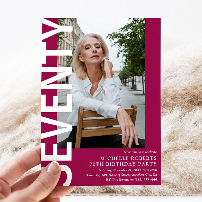 Invitation Soirée moderne Photo 70e fête d'anniversaire (Créateur téléchargé)