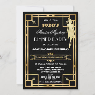 Invitation Soirée mystère et meurtre Art Déco Gatsby les Anné