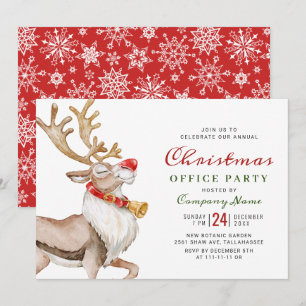 Invitation Soirée Noël Cartoon Reindeer Noël