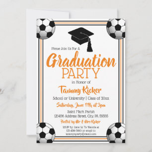Invitation Soirée Orange & Black Soccer