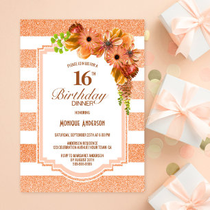 Invitation Soirée Orange Fleur 16e anniversaire