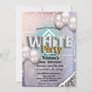 Invitation Soirée ou fête tout en blanc