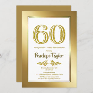 Invitation Soirée parties scintillant et Gold 60e anniversair