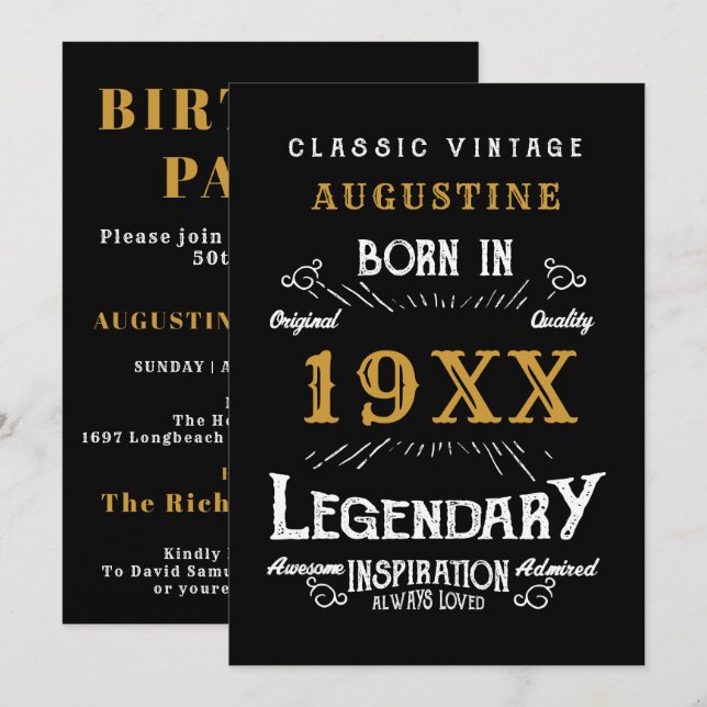 Invitation Soirée personnalisée 40e anniversaire (Devant / Derrière)