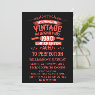 Invitation Soirée personnalisée vintage de 45 ans