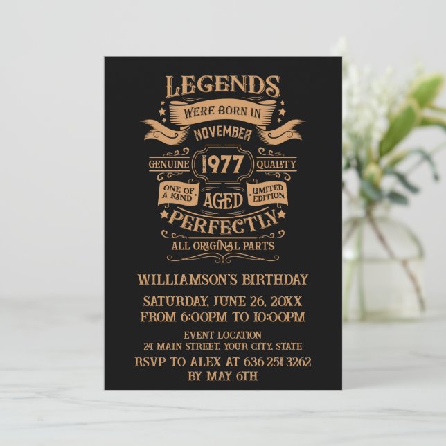 Invitation Soirée personnalisée vintage de 45 ans (Debout devant)