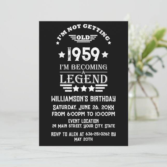 Invitation Soirée personnalisée vintage de 65e anniversaire (Debout devant)