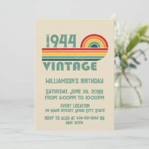 Invitation Soirée personnalisée vintage de 80e anniversaire